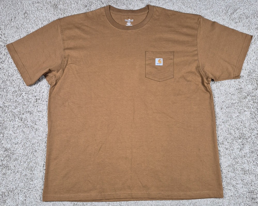 Carhartt Mens 2XL Pocket Tshirt Brown Short Sleeve FLAW