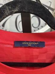 LOUIS VUITTON Men’s LV monogram crystal patch damier T-Shirt – red – XXL 2XL