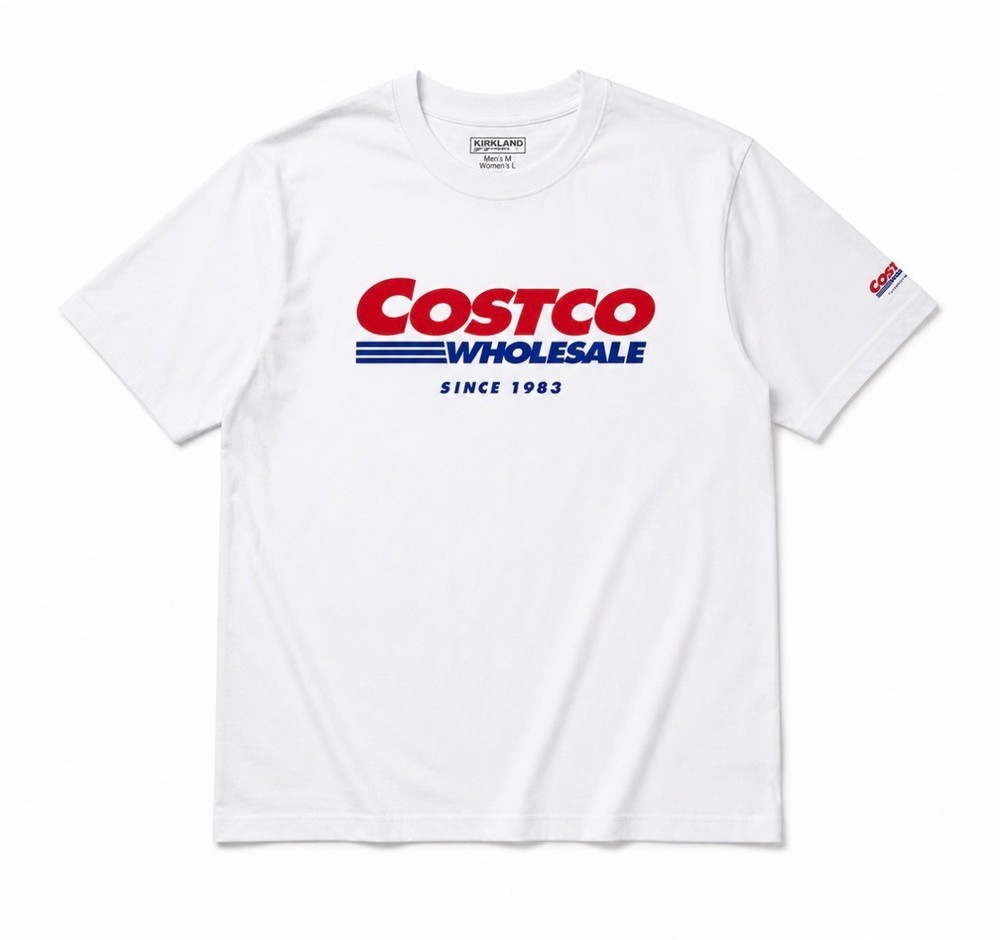 Costco Wholesale Unisex Logo Tee Black Withe Kirkland