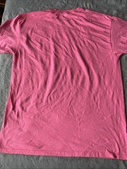 Neon Pink “Guchi” screen printed t shirt size Large Soft Worn Street Art