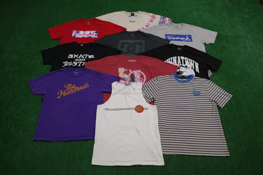 Lot Of 10 Santa Cruz HUF Diamond Skateboarding T Shirts Men’s Size Large Skater