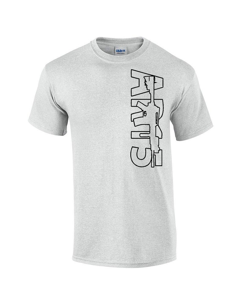 AR-15 T-Shirt Out Line Logo Rifle Gun Size S,M,L,XL.2XL,3XL,4XL,5XL 100% cotton