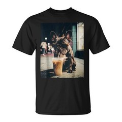 French Bulldog Drinking Iced Coffee Vintage 90S Dog Mom T-Shirt