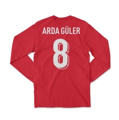 Turkiye Arda Guler 8 Soccer Inspired Jersey Style Long Sleeve T-Shirt