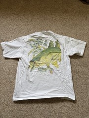 Vintage Guy Harvey Fish Fishing White Graphic Henley T-Shirt Large Nature ￼