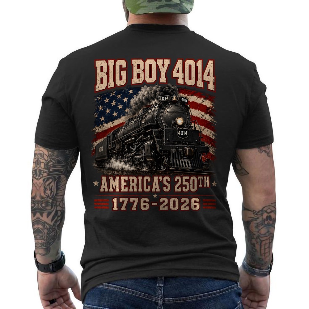 Big Boy 4014 Vintage Steam Locomotive Railroad Train Engine ON BACK T-Shirt