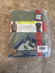 Eddie Bauer Men’s Graphic & Pocket T-Shirt 2 Pack Green/Charcoal Medium M
