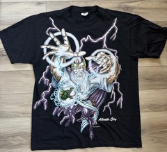 Vtg American Thunder 90s Tshirt AOP Lightning Wizard Crystal Ball Dragon XL
