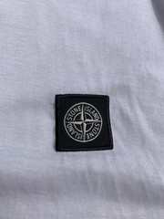 Stone Island Mens Medium M Off White Chalk T-Shirt Left Chest Badge Logo Top