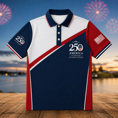 250th Anniversary Patriotic Polo Mens United States Of America 1776-2026 (S-5XL)