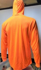 Orange Long Sleeve Safety Shirt With Hoodie, Quick Dry Polyester Birdeye mesh