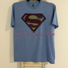 Superman DC Comics T- Shirt Men’s Blue Graphic Print Logo Size Large