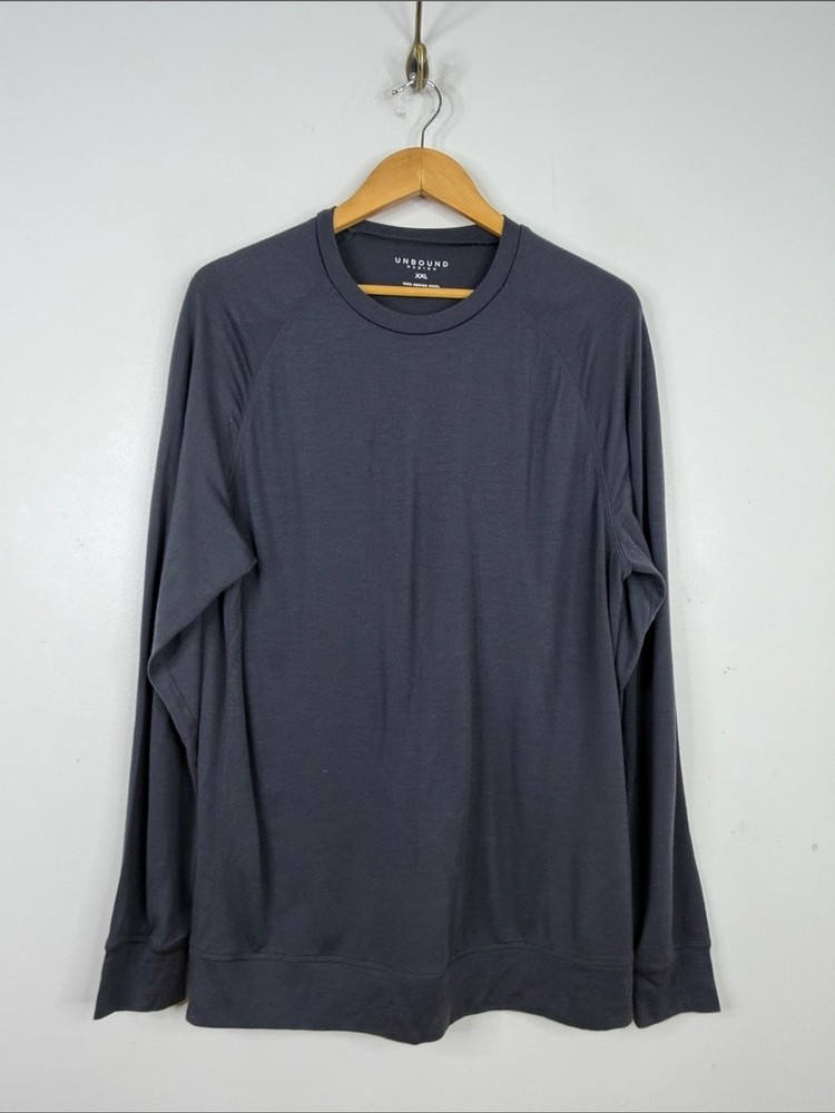 Unbound Merino Shirt Mens XXL Dark Gray Merino Wool Jersey Long Sleeve Crew