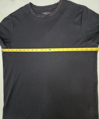 Croft & Barrow Easy Care All Black Fitted Crew Ribbed T-Shirt Men’s Large Y2K