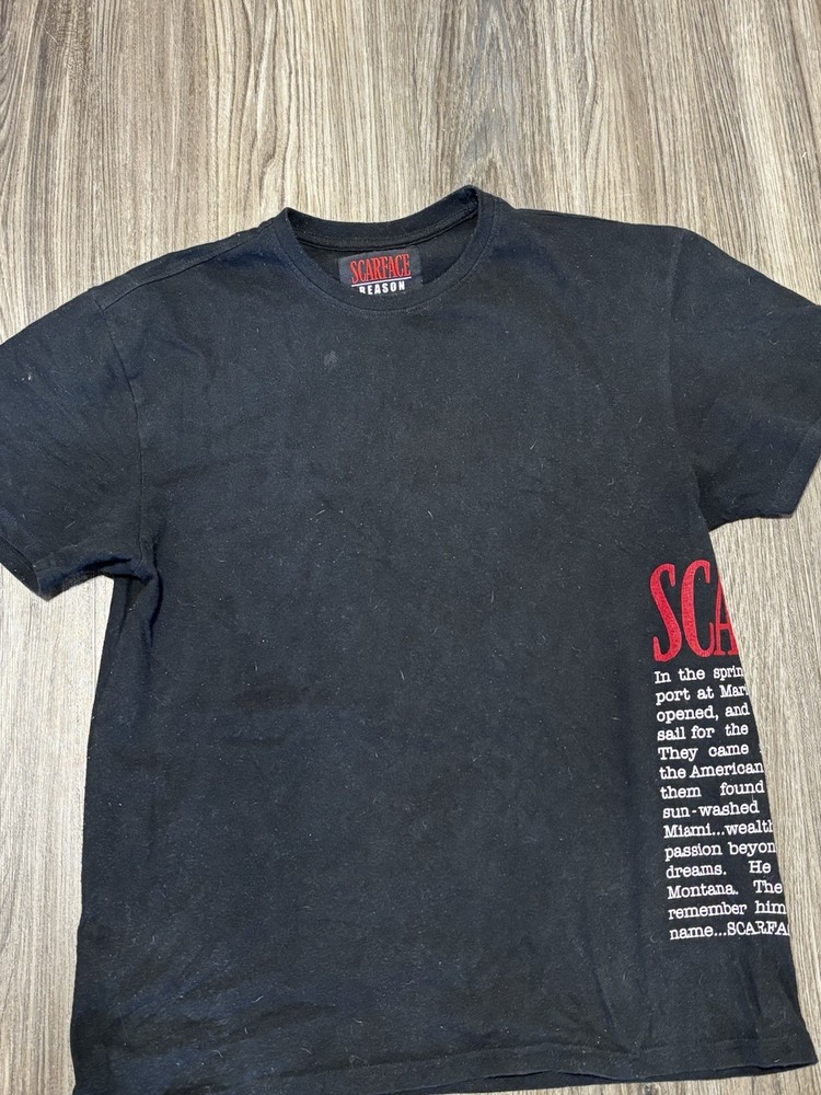 Scarface Vintage Movie T-Shirt Men’s White Thrashed Gazy Tee with Pacino