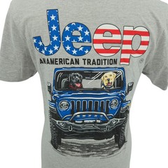 Jeep American Tradition Dog Graphic T-Shirt Gray Mens Medium Jedco Tee
