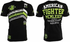 AMERICAN FIGHTER Corner Black Neon Green Athletic Mens Crewneck T-shirt S-3XL