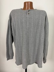 Vintage 90s Ribbed Henley Men XL Oversized Drop Shoulder Minimalist Grunge Heavy
