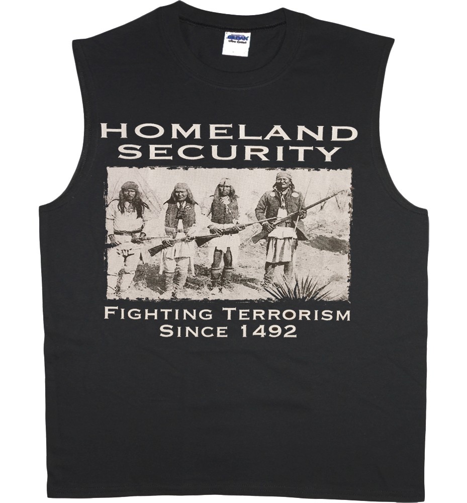 Men’s sleeveless shirt Homeland Security Indian funny saying muscle tee tank top