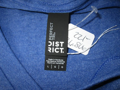 NWOT District Perfect Tri Blue T-Shirt Mens Size L Chest 42 V-Neck SS 221-26806
