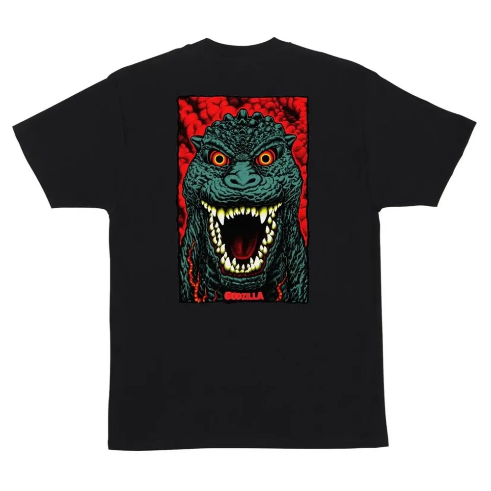 Santa Cruz X Godzilla DESTROYER Skateboard T Shirt BLACK