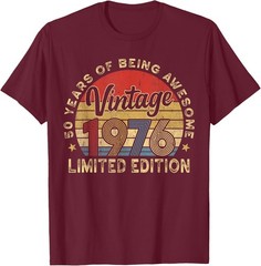 Retro 1976 Birthday Shirt Vintage 50th Birthday Party Gift Tee