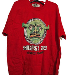 Shrek Fest 2023 XL Cherry Red Gildan Brand T-Shirt Machine Wash Dry 100% Cotton