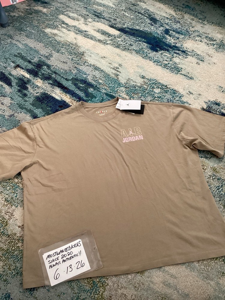 NWT Nike Air Jordan Flight Oversized T-Shirt Khaki & Iced Carmine Men’s Sz XXL