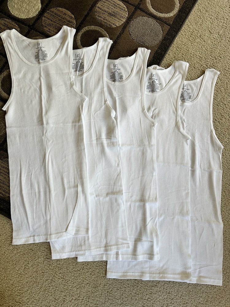 George Men’s White Tank top – undershirts size Large (42/44) 5 pack new w/o tags