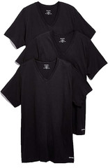 Calvin Klein Men’s 3-Pack Cotton V-Neck Classic Slim T-Shirt Black Small