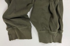 Distressed Waffle-Knit Shirt Men XXL Boxy Grunge Minimal Olive Midweight Vintage
