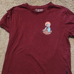 DK Wishful Thinking Skeleton Graphic Crew Neck T-Shirt Burgundy XL