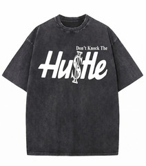 Mens Vintage Wash Hip Hop T-Shirt Don’t Knock The Hustle Graphic Streetwear Tee