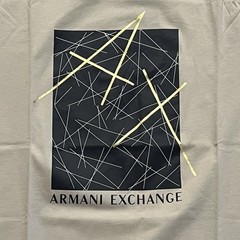 Armani Exchange Metellic Box Logo Regular Fit T Shirt Silver LIning Designer