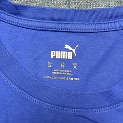 PUMA Forever Better T-Shirt Men XL Royal Blue Graphic Print Bold Logo Athleisure