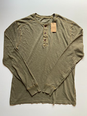 J Crew Mens Henley Long Sleeve(NWT) Olive Garment Dyed UP TO 59% OFF MSRP