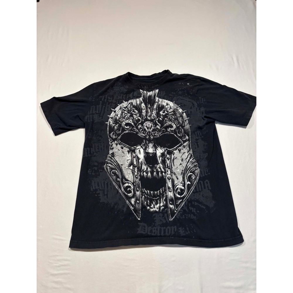 Ecko Unltd MMA Mercenary Shirt Mens Large Black Spartan Helmet Graphic Tee