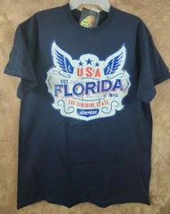 Medium Men’s Sweet Bay Florida USA T-Shirt Navy Blue Red White Logo Patriotic 2