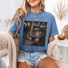 Funny 4th of July Raccoon Shirt Patriotic Slushie Red White Blue Tee
