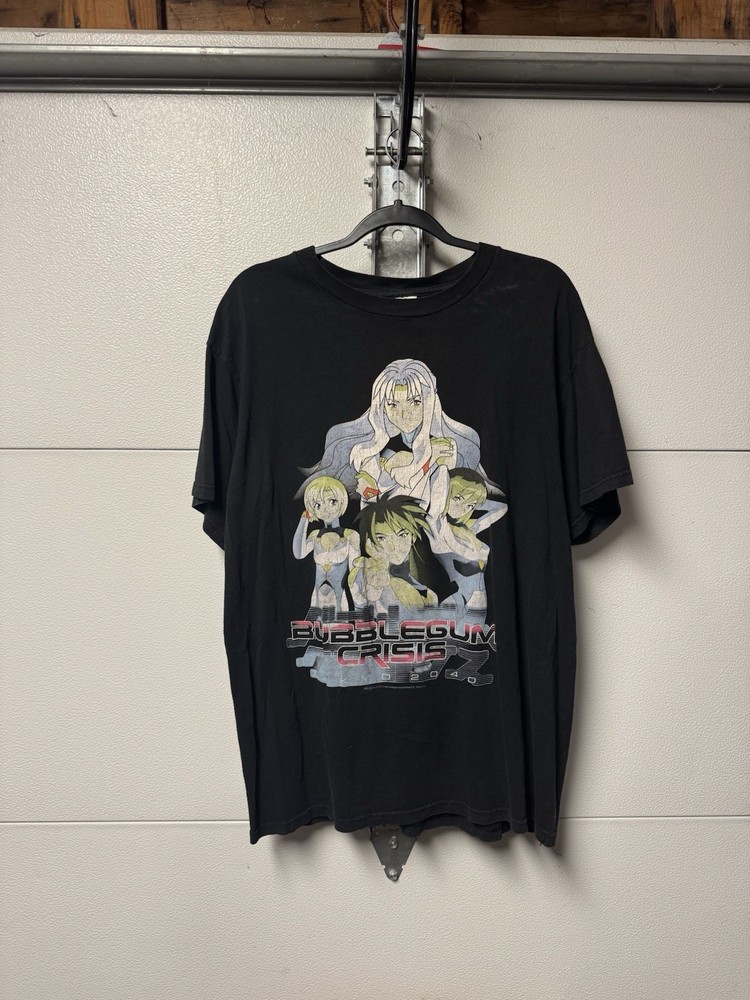 Vintage 90s Bubblegum Crisis Tee Shirt size L Black Anime Promo