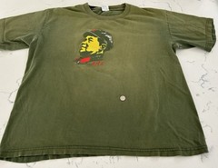 Vintage Chairman Mao Zedong Graphic T Shirt XL Green Chinese Characters China