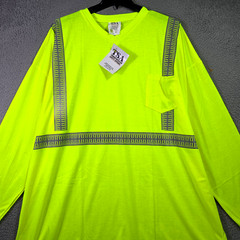 TSA Hi Viz Shirt Mens 6XL Yellow Long Sleeve Pocket Tee Casual Class 1 2 NWT