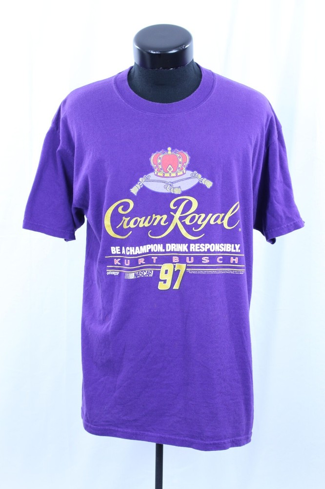 VTG Crown Royal NASCAR Kurt Busch 2005 T Shirt Checkered Flag Sports Racing 97 L