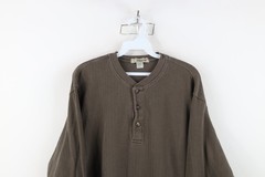 Vtg 90s Streetwear Mens Large Faded Heavy Ribbed Knit Long Sleeve Henley T-Shirt