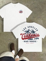 Los Angeles And California Surfing Graphic Print T-Shirt