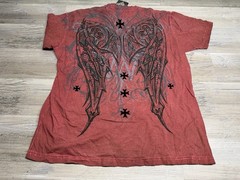 Rebel Saints NWT Y2K MMA Cross Wings Graphic Tee Shirt 2XL Red Iron Cross