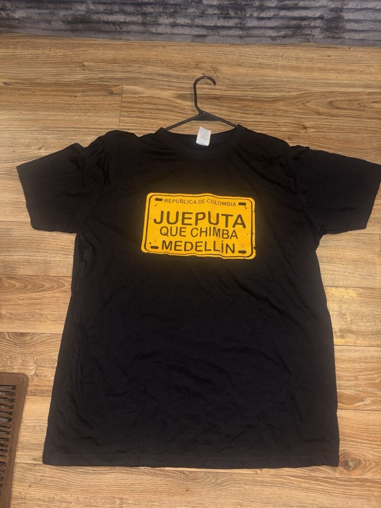 One 1 Active Wear Men’s XXL Black Cotton Knit Graphic Tee Medellin Crew Neck