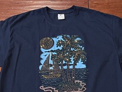 Belize Central America Blue Green Mens Women’s XL Beaded Beach T Shirt YAZBEK