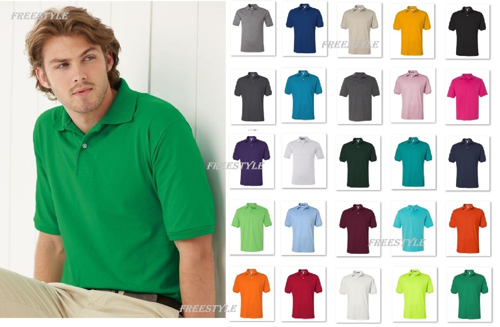 Jerzees SpotShield 50/50 Short Sleeve Polo Tear away label Jersey T-Shirt 437MSR