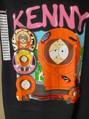 SOUTH PARK Kenny Large Print High Quality Black Graphic Tee- NWT
